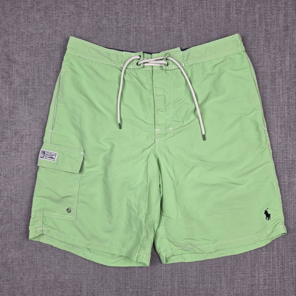 Polo Ralph Lauren Swim Trunks Men M Lime Green Board Shorts Mesh Lining Pony